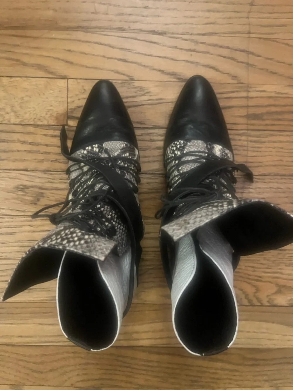 Modern Vice lace up snake print leather ankle boots